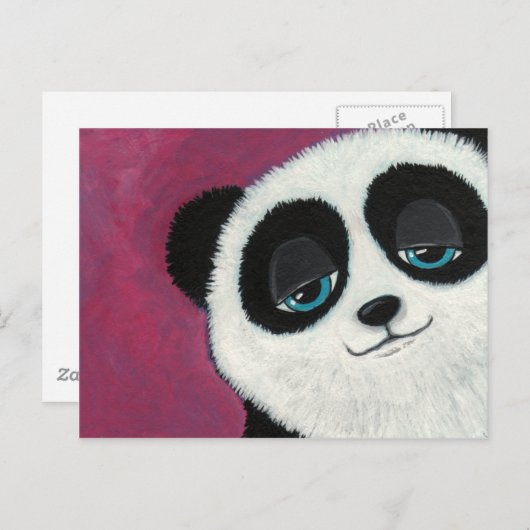 Schattigee panda op roze Briefkaart (Voorkant / Achterkant)