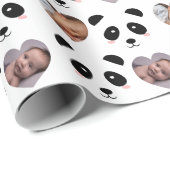 Schattigee Panda Patroon Zwart-wit Foto Cadeaupapier (Rol Hoek)
