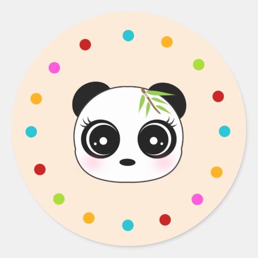 Schattigee panda, polka dot circle ronde sticker (Voorkant)