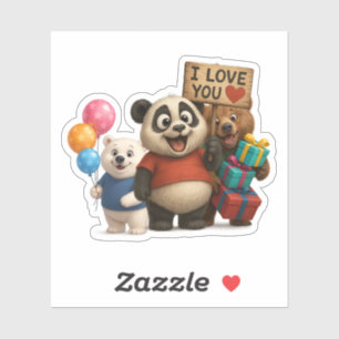 Schattigee Panda & Poor Beer Verjaardag Vinyl Stic Sticker