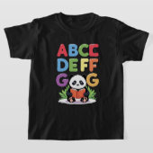 Schattigee Panda Reading – Kleurrijk ABCD FG T-shi T-shirt (Laagn)