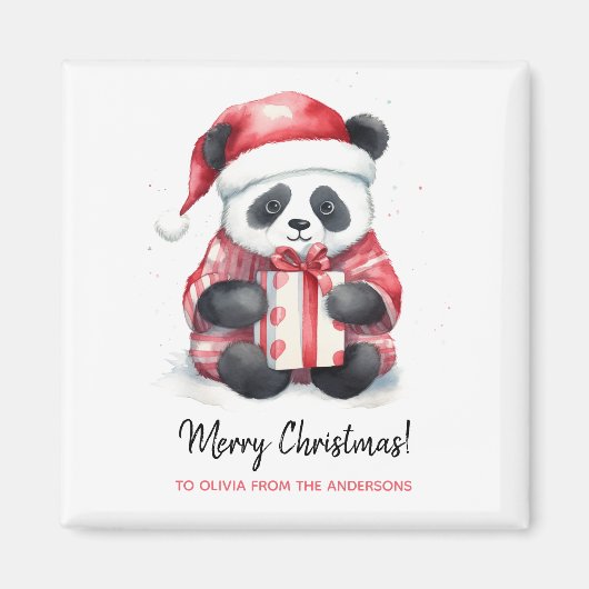 Schattigee Panda Santa Vrolijk Kerstfeest Magneet (Voorkant)