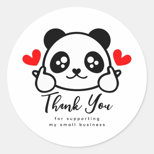 Schattigee Panda Small Business Dank u Ronde Sticker (Voorkant)