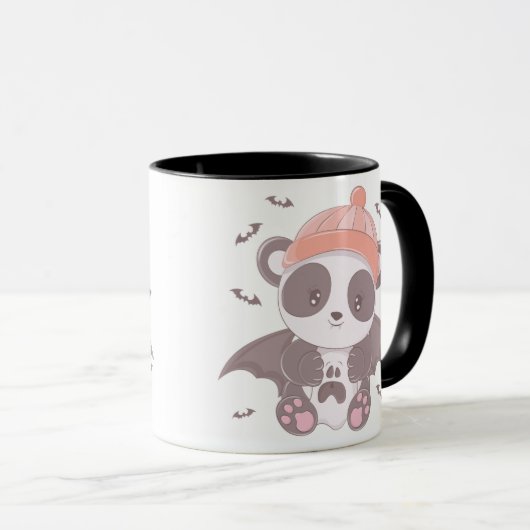 Schattigee Panda Vampire met Ghost & Bats Hallowee Mok (Voorkant rechts)