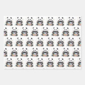 Schattigee panda waterverf bloemen inpakpapier vel (Voorkant 2)