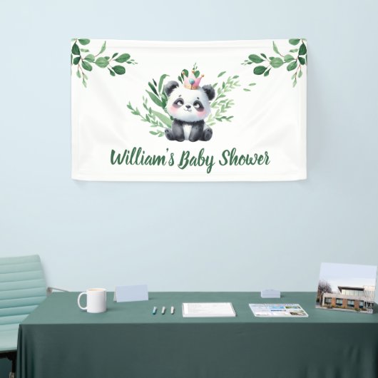 Schattigee Panda Waterverf Greenery Shower Spandoek (Beurs)