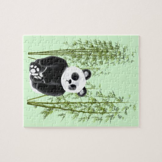 Schattigee Panda Zittend in Bamboe Legpuzzel (Horizontaal)