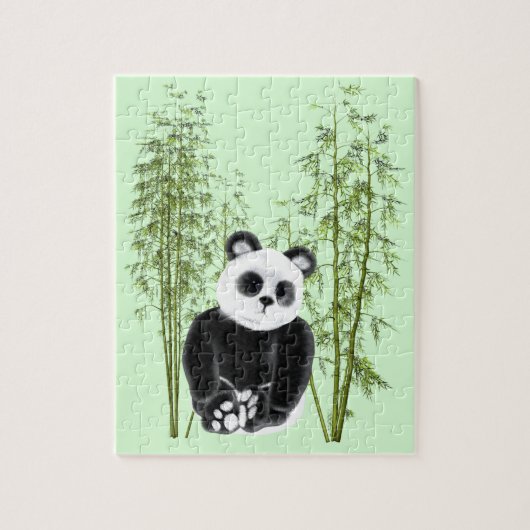Schattigee Panda Zittend in Bamboe Legpuzzel (Verticaal)