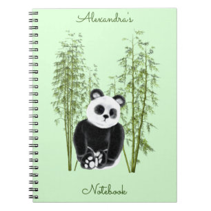 Schattigee Panda Zittend in Bamboe Notitieboek
