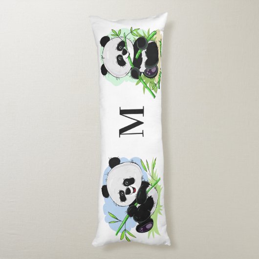 Schattigee Panda's aangepaste monogram lichaam kus Lichaamskussen (Achterkant (Verticaal))