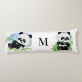 Schattigee Panda's aangepaste monogram lichaam kus Lichaamskussen (Achterkant)