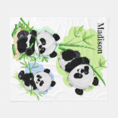 Schattigee Panda's aangepaste naam fleece dekens (Voorkant (Horizontaal))