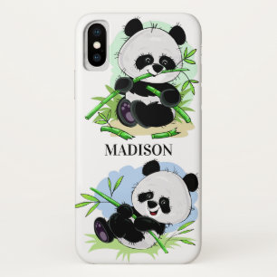 Schattigee Panda's aangepaste naam telefoonhoesjes iPhone X Hoesje