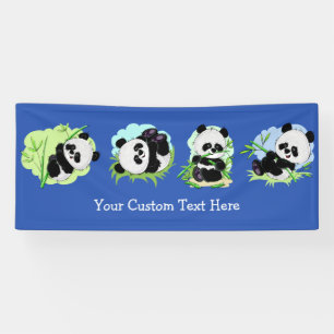 Schattigee Panda's aangepaste tekst & kleur banner