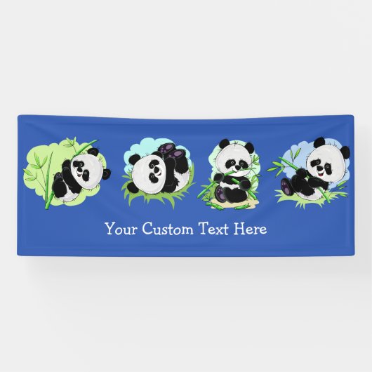 Schattigee Panda's aangepaste tekst & kleur banner (Horizontaal)