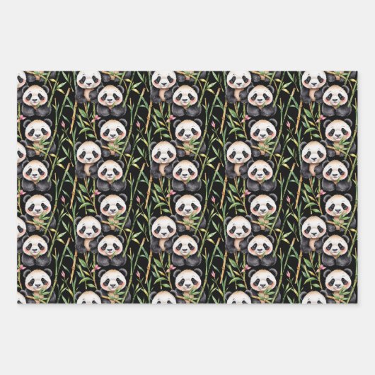 Schattigee panda's en bamboe inpakpapier vel (Voorkant 3)