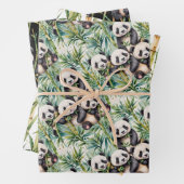 Schattigee panda's en bamboe inpakpapier vel (In situ)