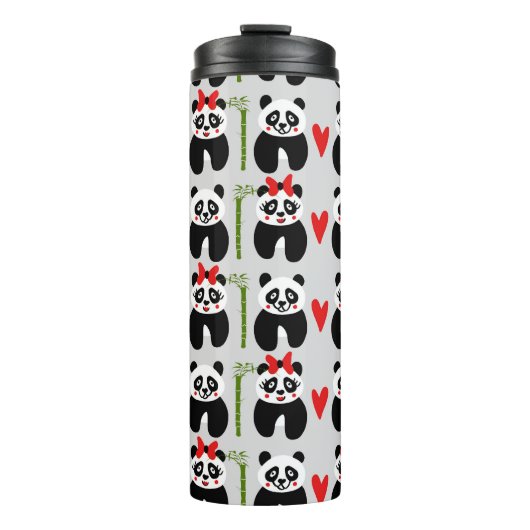 Schattigee Panda's Harten: Kinderpatroon Thermosbeker (Voorkant)