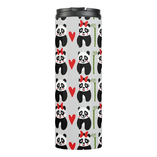 Schattigee Panda's Harten: Kinderpatroon Thermosbeker (Achterkant)