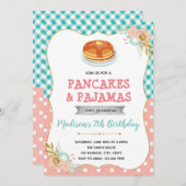 Schattigee pannenkoek en pyjama uitnodiging (Voorkant / Achterkant)