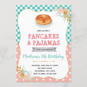 Schattigee pannenkoek en pyjama uitnodiging