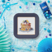 Schattigee pannenkoek ontbijtfeest papieren bordje (Feest)