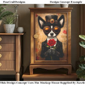 Schattigee Papillon Dog, Goggles, Red Rose CQ6 Dec Tissuepapier