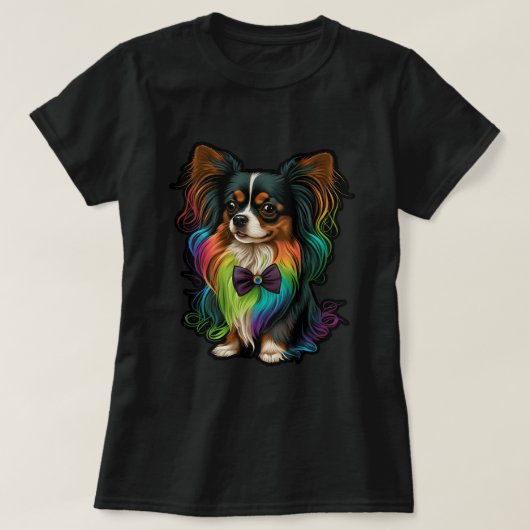 Schattigee Papillon Dog op Continental Speelgoed S T-shirt (Design voorkant)