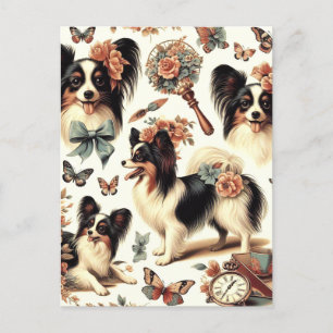 Schattigee Papillon hondenillustratie Briefkaart
