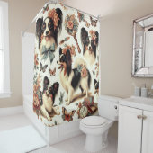 Schattigee  Papillon hondenillustratie Douchegordijn (In situ)