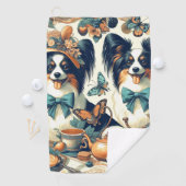 Schattigee Papillon hondenillustratie Golfhanddoek (Insitu)
