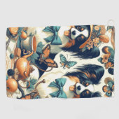 Schattigee Papillon hondenillustratie Golfhanddoek (Horizontaal)