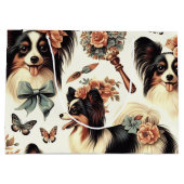 Schattigee  Papillon hondenillustratie Groot Cadeauzakje (Achterkant)