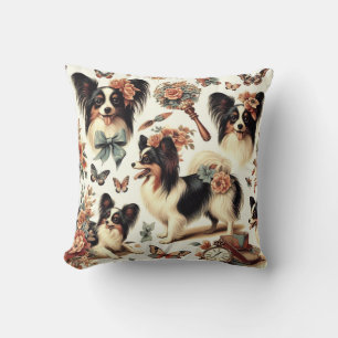 Schattigee Papillon hondenillustratie Kussen