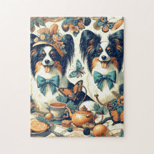 Schattigee Papillon hondenillustratie Legpuzzel