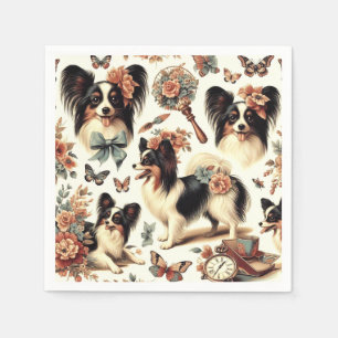 Schattigee Papillon hondenillustratie Servet