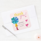 Schattigee paraplu meisje Waterverf illustratiepat Vierkante Sticker (Envelop)