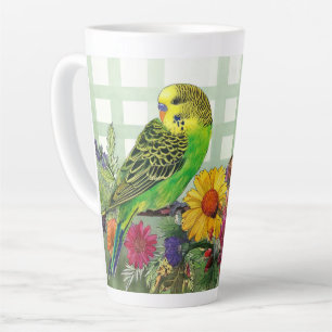 Schattigee parkiet en bloemen latte mok