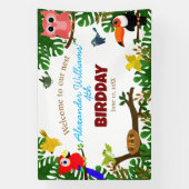 Schattigee Parrot Toucan Uil Zomervogels Verjaarda Spandoek (Verticaal)
