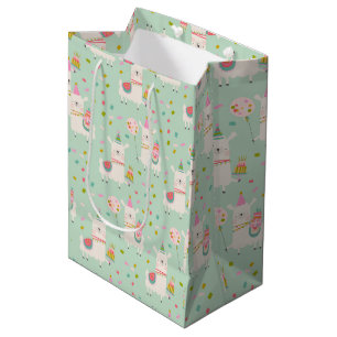 Schattigee Pastel Aqua Turquoise Party Llama Kinde Medium Cadeauzakje