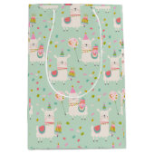 Schattigee Pastel Aqua Turquoise Party Llama Kinde Medium Cadeauzakje (Voorkant)