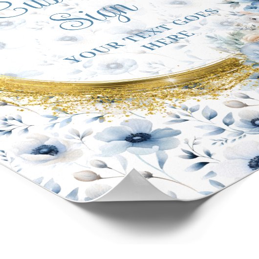 Schattigee pastel blauw boho waterverf bloemen op poster (Hoek)