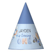 Schattigee pastel blauw bruin Baby Beer draaien ee Feesthoedjes (Voorkant)