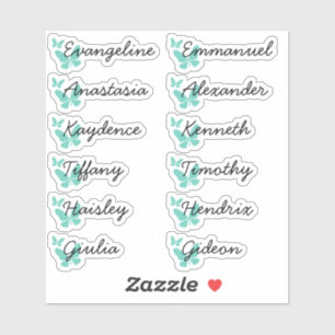 Schattigee pastel Blauwgroen vlinders gastenlijst Sticker