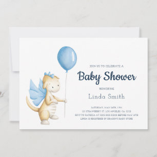 Schattigee Pastel Blue Dragon Boy Baby shower Kaart
