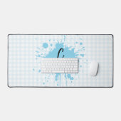Schattigee Pastel Blue Gingham Pattern Desk Mat (Keyboard & Muis)