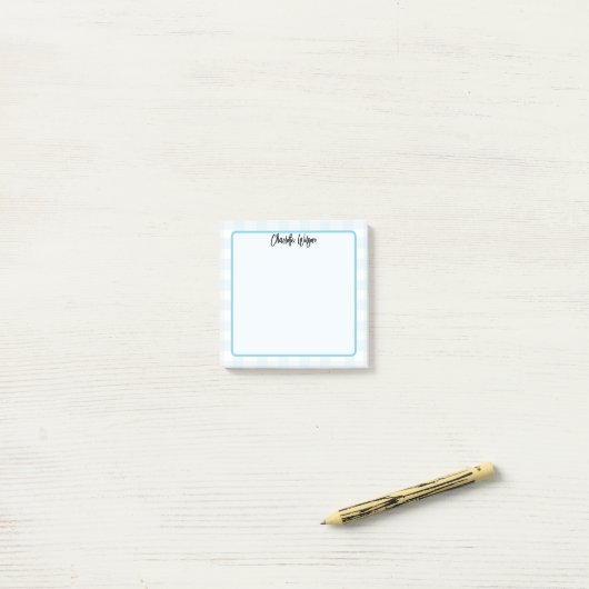 Schattigee Pastel Blue Gingham Pattern Notes (Op bureau)