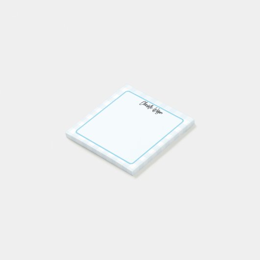 Schattigee Pastel Blue Gingham Pattern Notes (Schuin)