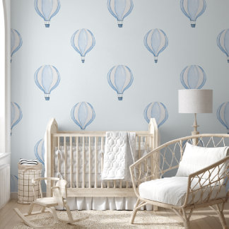Schattigee Pastel Blue Hete Luchtballon Baby Boy N Behang