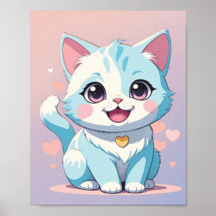 Schattigee Pastel Blue Kitten - Schattig Kwekerij Poster